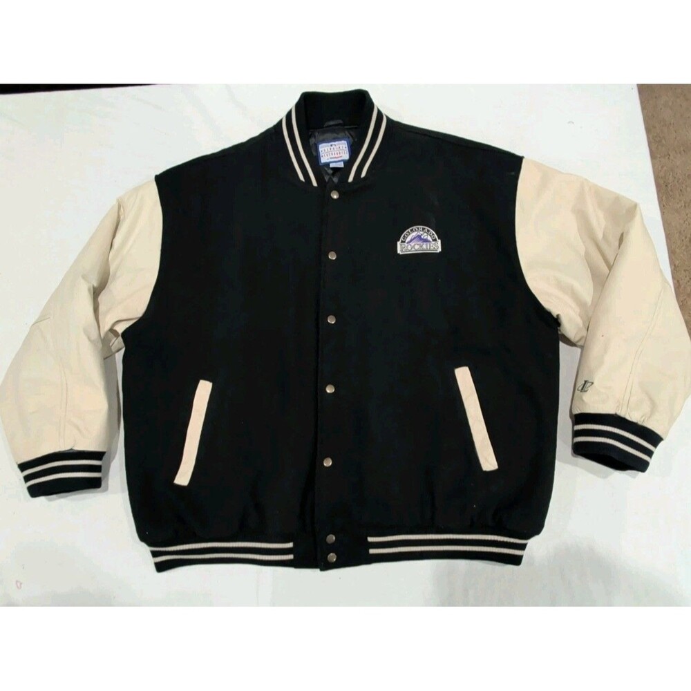 Vintage Colorado Rockies Varsity Jacket Mens XXL 2XL Logo Athletic MLB Leather